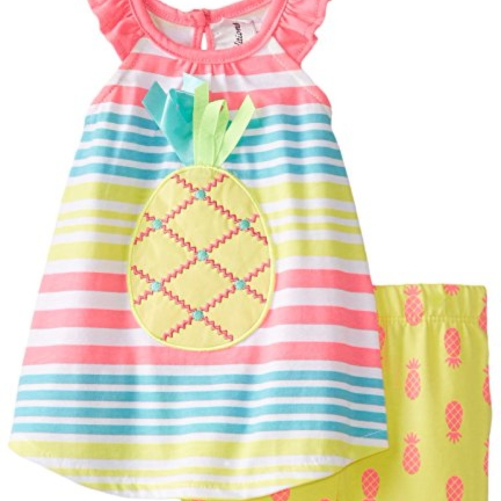 NWT  Rare Editions Pineapple Shorts Set